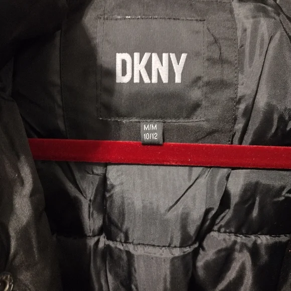 DKNY black hooded jacket Big Girl size medium 10/12. Jackets & Coats
